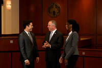 Dean and Professor Christopher Pietruszkiewicz speaks with students in the Eleazer Courtroom, 2.